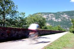 Swish... a cyclist on the trail to Bolzano