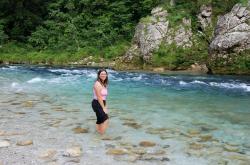 Friedel wading in the Soca river