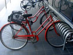 A bike with a funny front brake