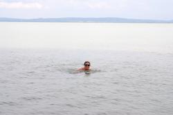 Friedel swimming in Lake Balaton
