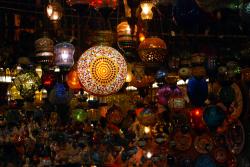The lights of a lamp shop in the Istanbul bazaar