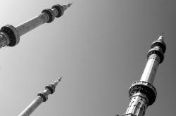 Aleppo minaret towers, B&W