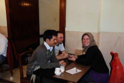 New friends in the Naderi coffee shop