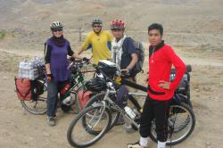Us with an Iranian national cyclist