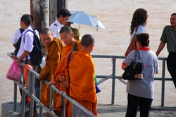 Monks waiting for a ferry