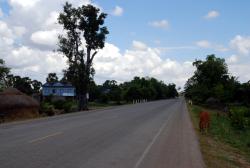 The straight, flat roads of Cambodia
