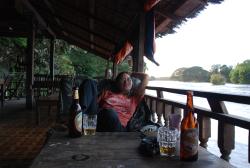 Friedel relaxing by the Mekong