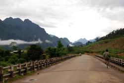 Leaving Vang Vieng on a cloudy day