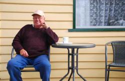 Mike, the best campsite owner in Tasmania