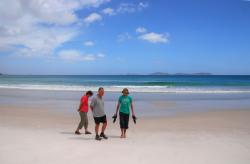 Marj, Peter and Andrew on Squeaky Beach
