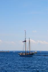 A sailboat in Marquette harbour