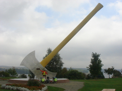That's one big Axe!! The biggest in the world, in the bustling town of Nackawic.