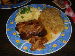 Pork shanks, sauerkraut and potatoes