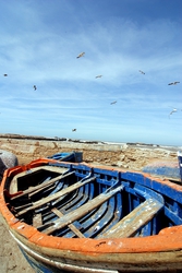 A rustic fishing boat in Essaouira